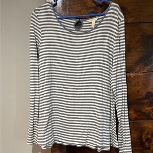 Striped Gray and White Women's Top